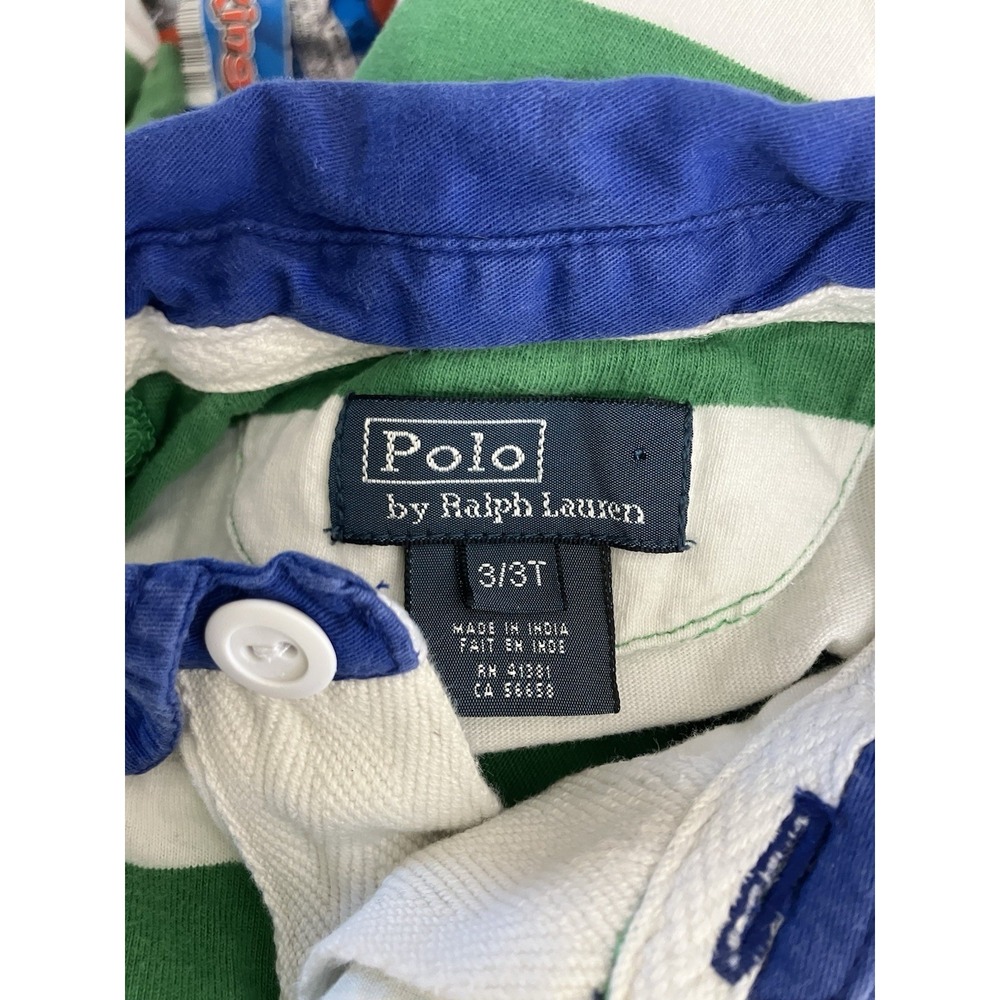 Polo Ralph Lauren 90's VINTAGE Big Pony Striped Rugby Boys Shirt 3T - Picture 5 of 7